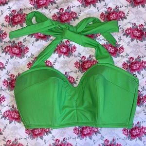 Green Halter Bustier Swim Top - Women Swim